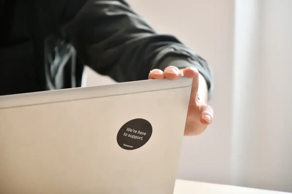 Transcom in an open laptop