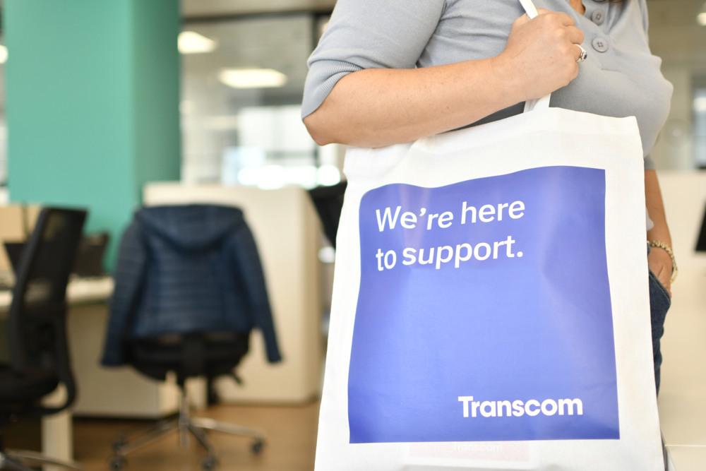Transcom support bag with slogan