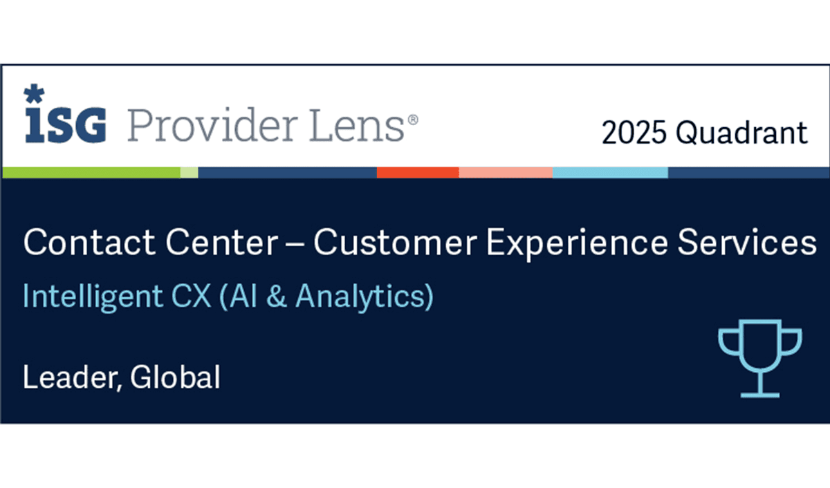 ISG Provider Lens 2025 Quadrant Contact Center - Customer Experience Services Intelligence CX (AI & Analytics) Global Leader Badge