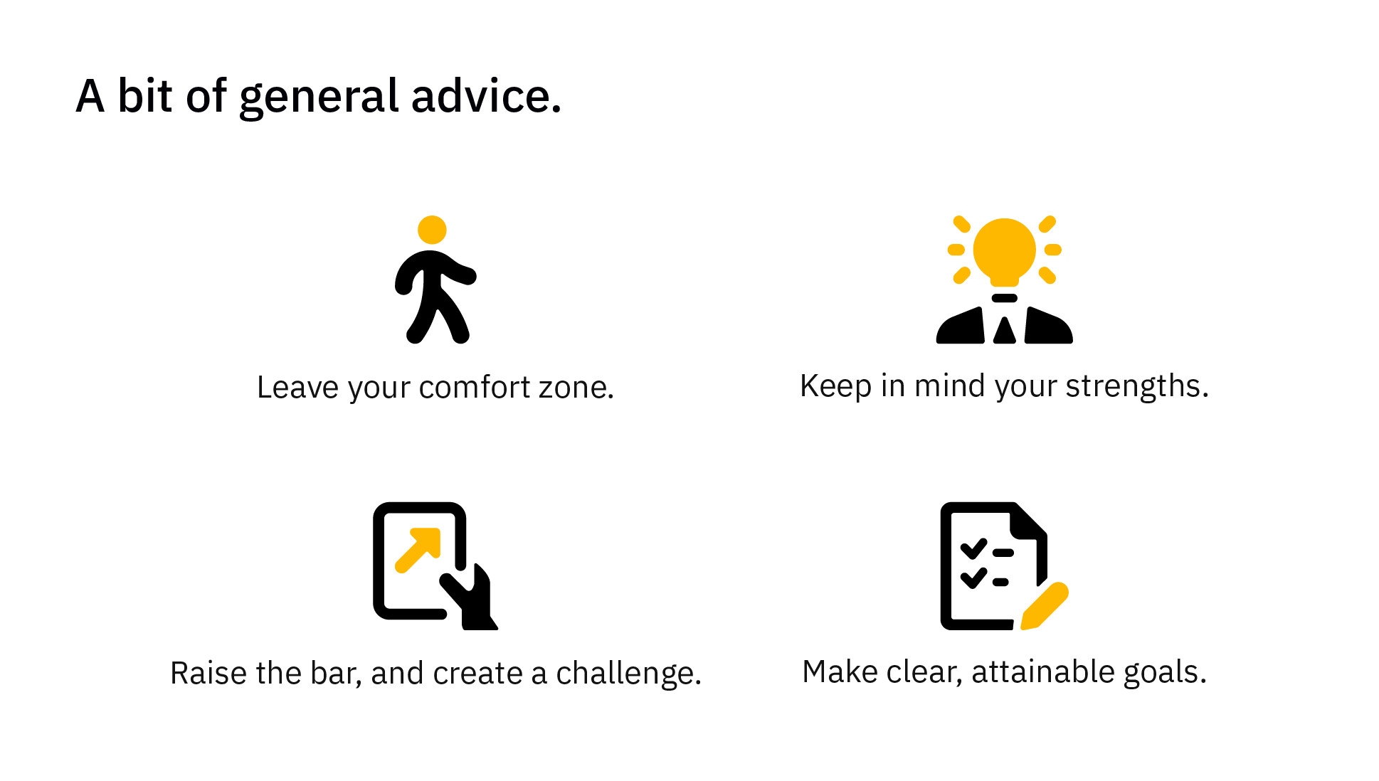 Graphic showing general advice for self-learning